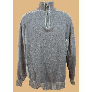 BKE Mens Gray Vintage Fit Quarter-Zip Sweater Large